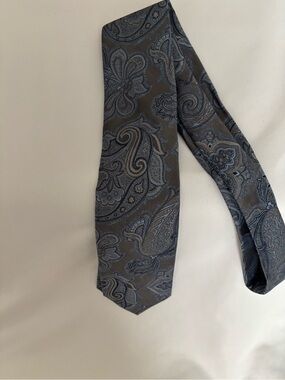 David Donahue Blue and Gray Paisley Silk Tie